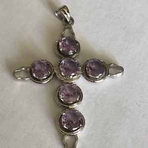 Vintage amethyst sterling cross